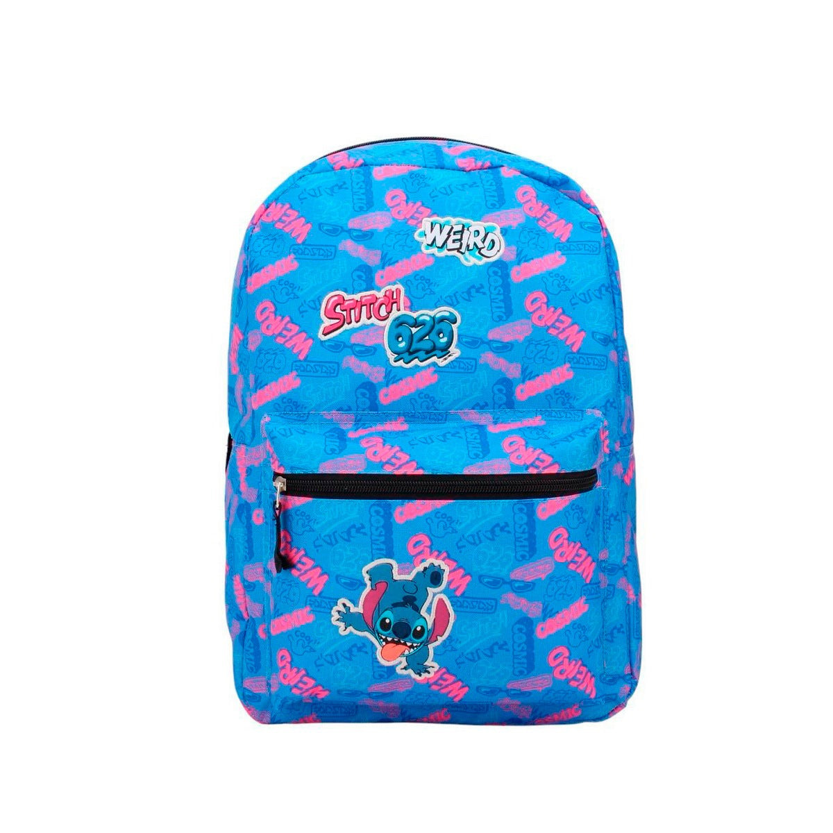 Mochila Juvenil Stitch Parches - Celeste